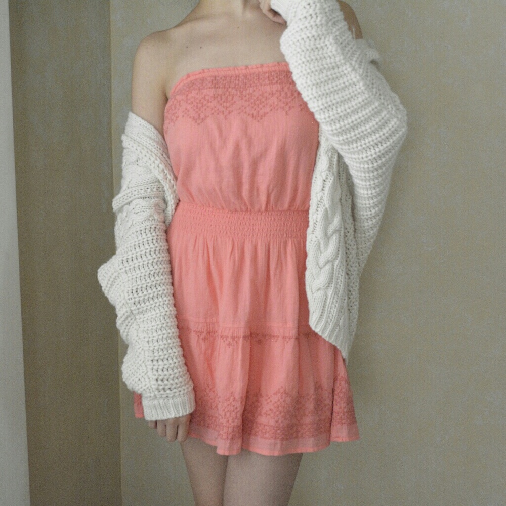 Hollister Embroidered Strapless Dress